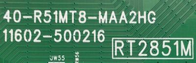 MAIN PARA TV TCL 4K·UHD·HDR ((GOOGLE TV)) / NUMERO DE PARTE 30800-000305 / 40-R51MT8-MAA2HG / V8-R51MT05-LF / RT2851M / 30801-000270 / R51MT8 / 11602-500216 / GTC010981I / PANEL LVU500NDEL / DISPLAY CC500PV9D VER.02 / MODELO 50S446 - Imagen 2
